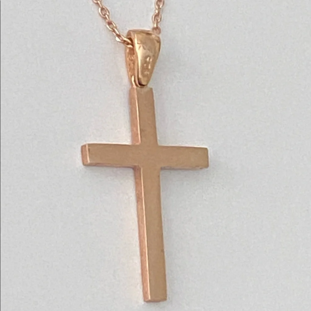 925 silver cross enamel necklace rose gold plated